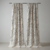 White Cream Abstract Face Line Curtains – Modern Velvet Curtains | INTERIORFITS