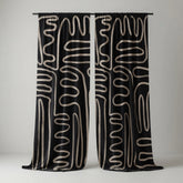 Black & White Squiggly Abstract Curtains – Modern Velvet Curtains | INTERIORFITS