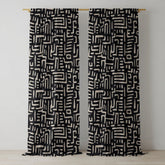 Black & White Geometric Tribal Curtains – Modern Velvet Curtains | INTERIORFITS