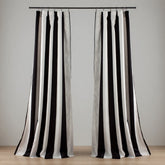 Black & White Vertical Striped Curtains – Modern Velvet Curtains | INTERIORFITS