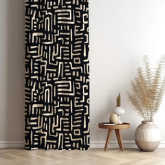 Black & White Geometric Tribal Curtains – Modern Velvet Curtains | INTERIORFITS