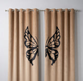 Butterfly velvet curtains beige soft premium style for living room Pakistan