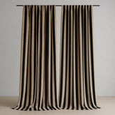 Black & Beige Vertical Striped Curtains – Premium Velvet Curtains | INTERIORFITS