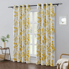 Yellow Floral Curtains – Premium Velvet Printed Curtains | INTERIORFITS