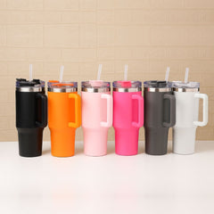 40oz Insulated Tumbler 1200ml – Stainless Steel Travel Mug with Handle & Straw | Double Wall Hot & Cold Thermal Cup