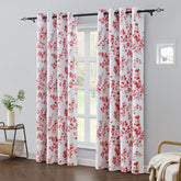 Red floral blackout curtains for living room and bedroom