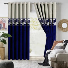 Luxury dark blue and white velvet room darkening panels