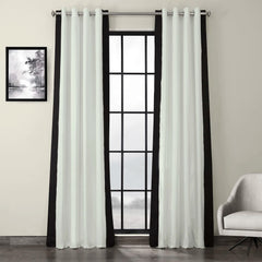 Black Border White Curtains – Modern Minimal Velvet Curtains | INTERIORFITS
