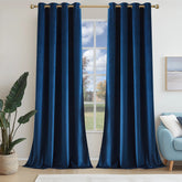 Deep navy blue velvet curtains for bedroom and living room