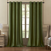 Olive green velvet curtains for bedroom and living room