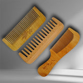 Wooden comb set for scalp massage and hair health