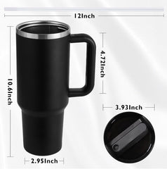 40oz Insulated Tumbler 1200ml – Stainless Steel Travel Mug with Handle & Straw | Double Wall Hot & Cold Thermal Cup