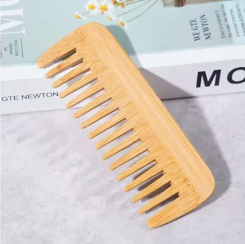 Natural peach wide tooth wooden comb for hair