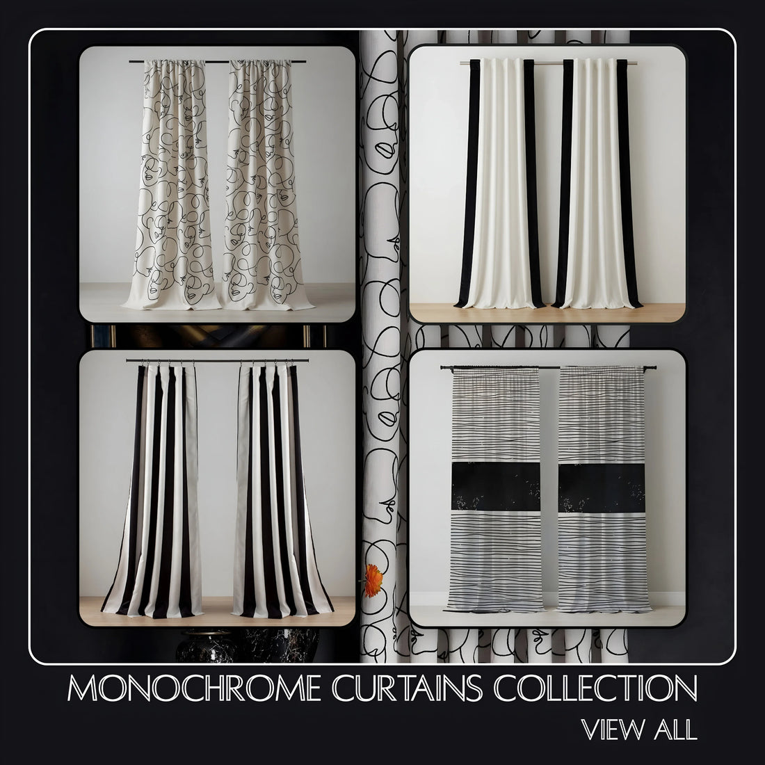 black and white curtains collection