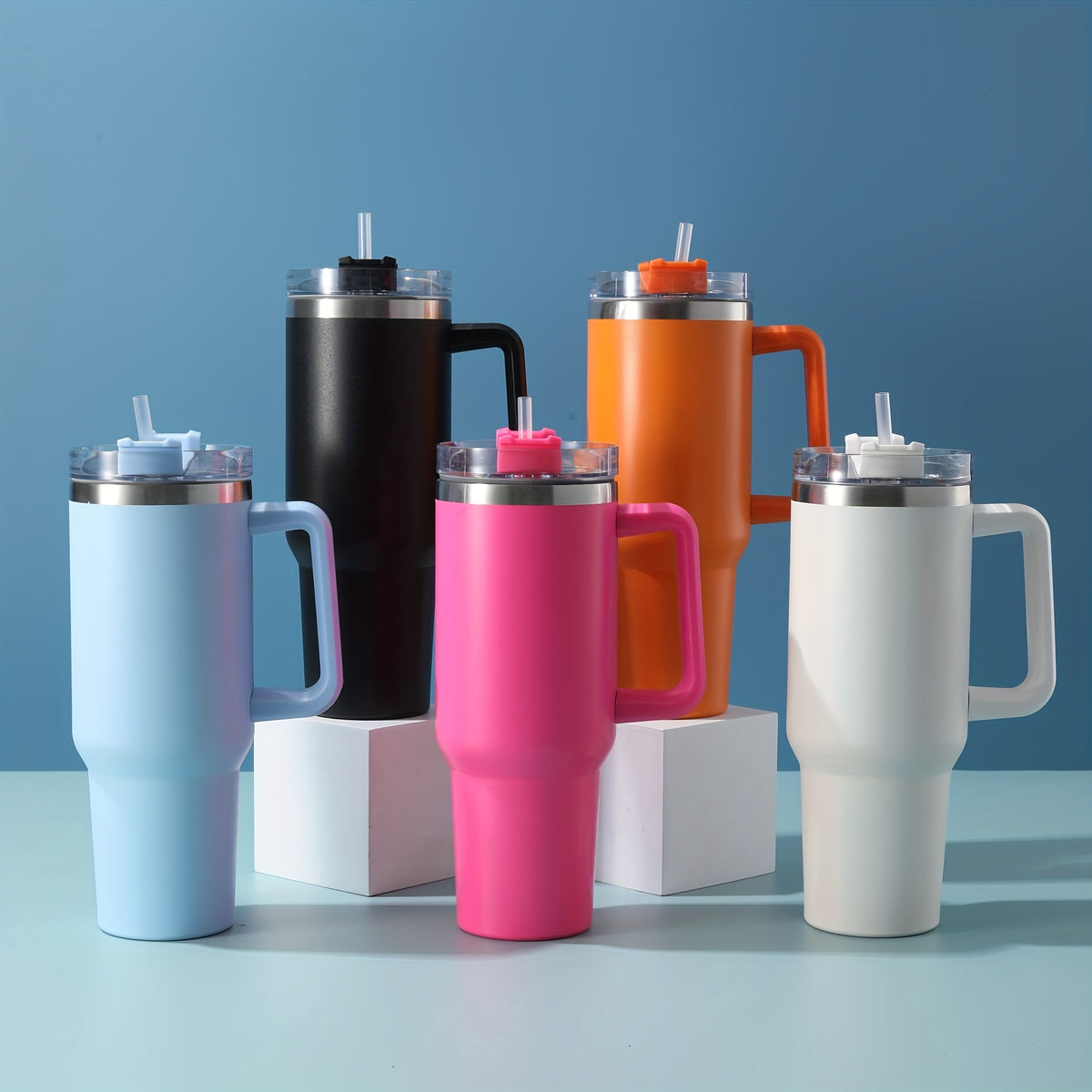 40oz Insulated Tumbler 1200ml – Stainless Steel Travel Mug with Handle & Straw | Double Wall Hot & Cold Thermal Cup