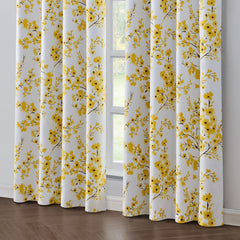 Yellow Floral Curtains – Premium Velvet Printed Curtains | INTERIORFITS