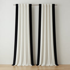 Black Border White Curtains – Modern Minimal Velvet Curtains | INTERIORFITS