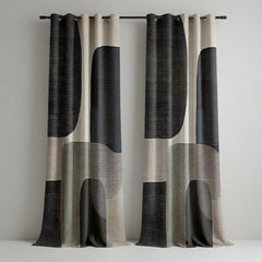 Black Grey Beige Abstract Organic Curtains – Modern Velvet Curtains | INTERIORFITS