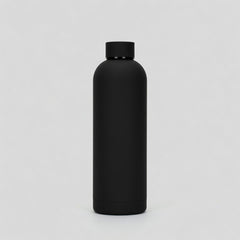 Black water bottle on a light gray background