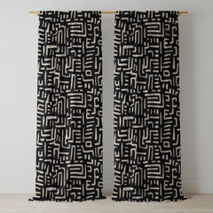 Black & White Geometric Tribal Curtains – Modern Velvet Curtains | INTERIORFITS