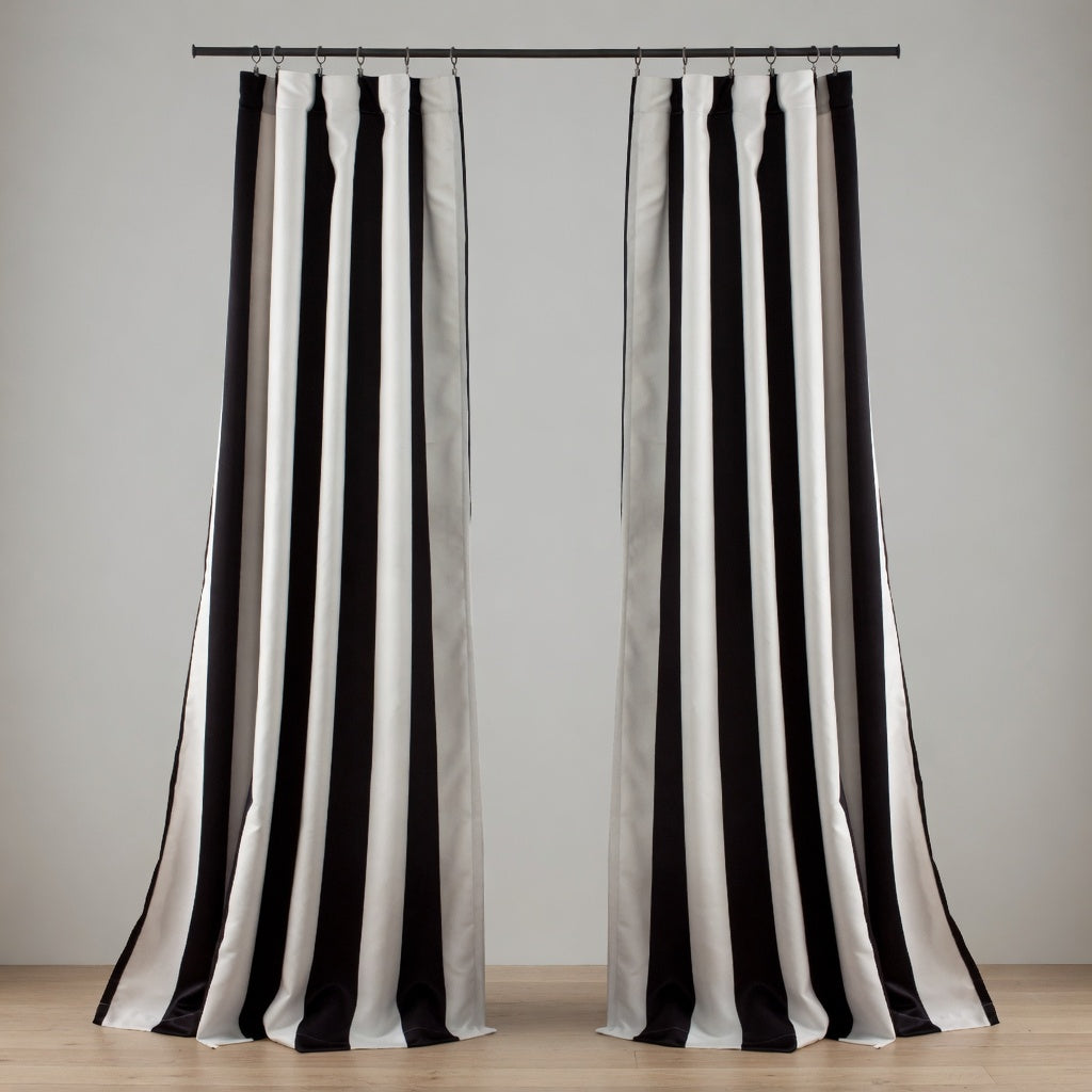Black & White Vertical Striped Curtains – Modern Velvet Curtains | INTERIORFITS
