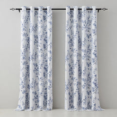 Blue Floral Curtains – Premium Velvet Printed Curtains | INTERIORFITS