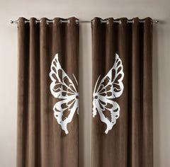Butterfly velvet curtains brown earthy luxury living room curtains Pakistan