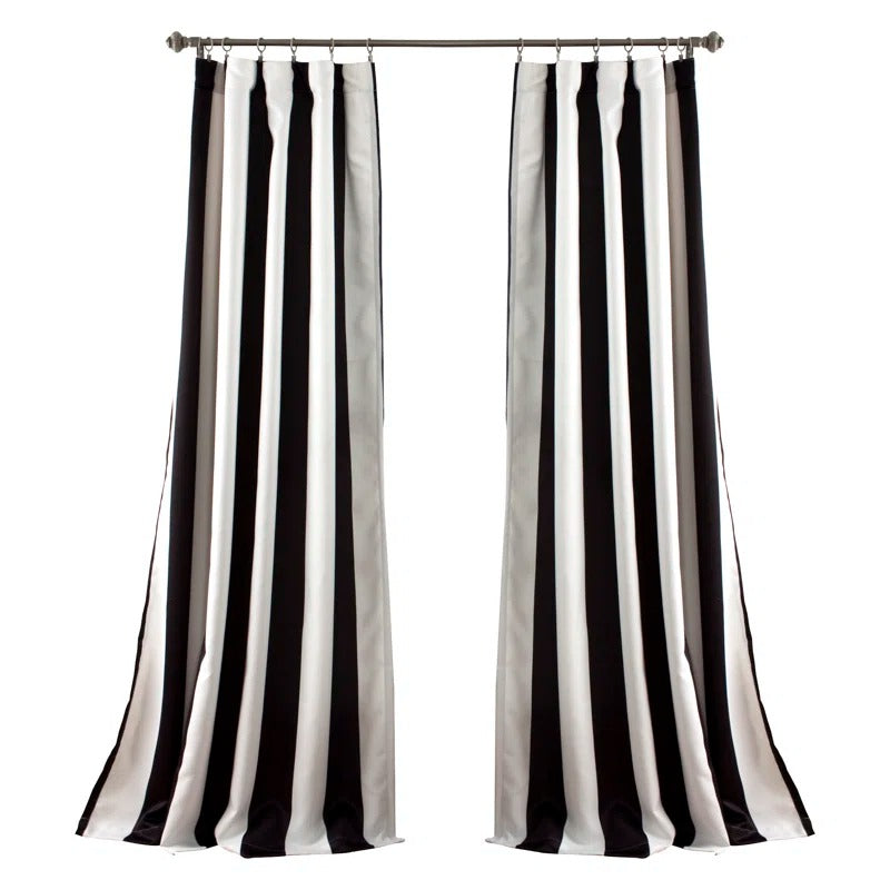 Black & White Vertical Striped Curtains – Modern Velvet Curtains | INTERIORFITS