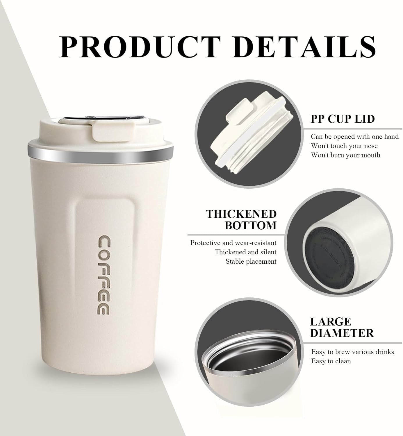 510ml Heat Preservation Coffee Mug – Insulated Stainless Steel Travel Mug with Lid | INTERIORFITS