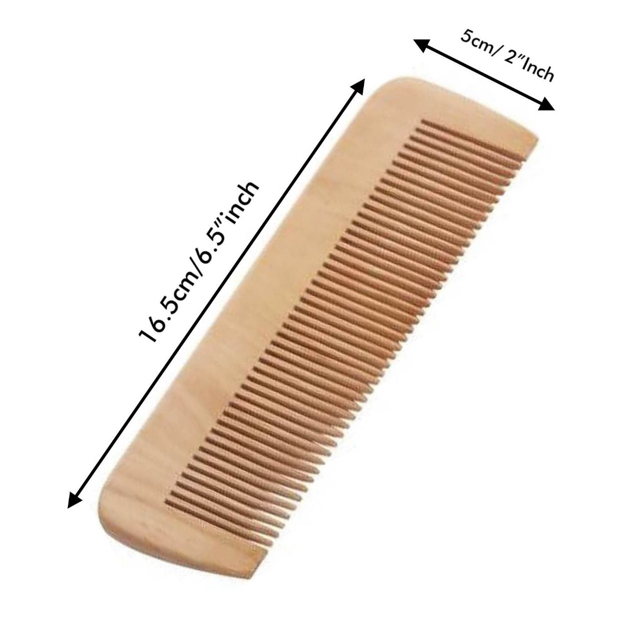 Straight peach wood comb for hair care