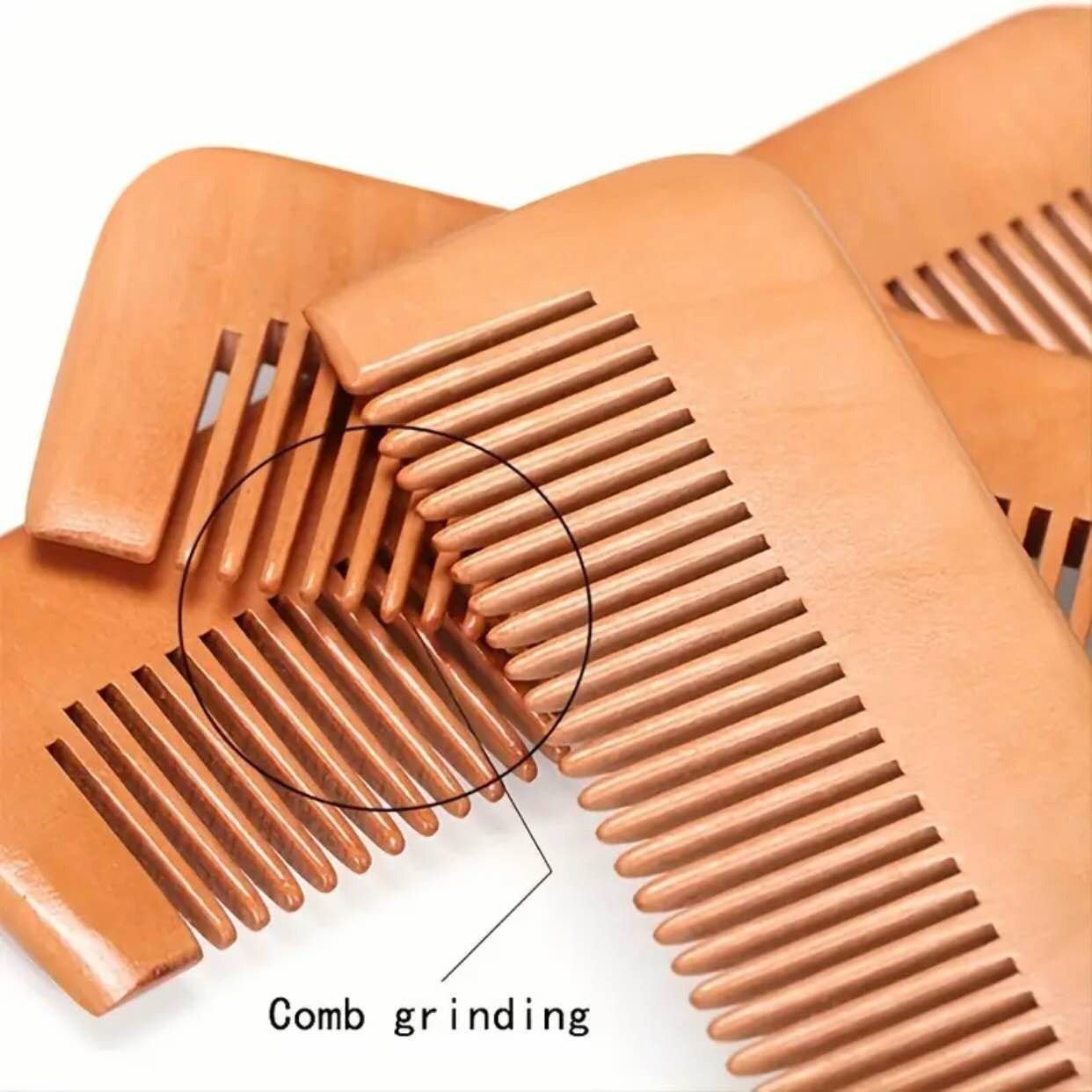 Natural straight wooden comb anti static