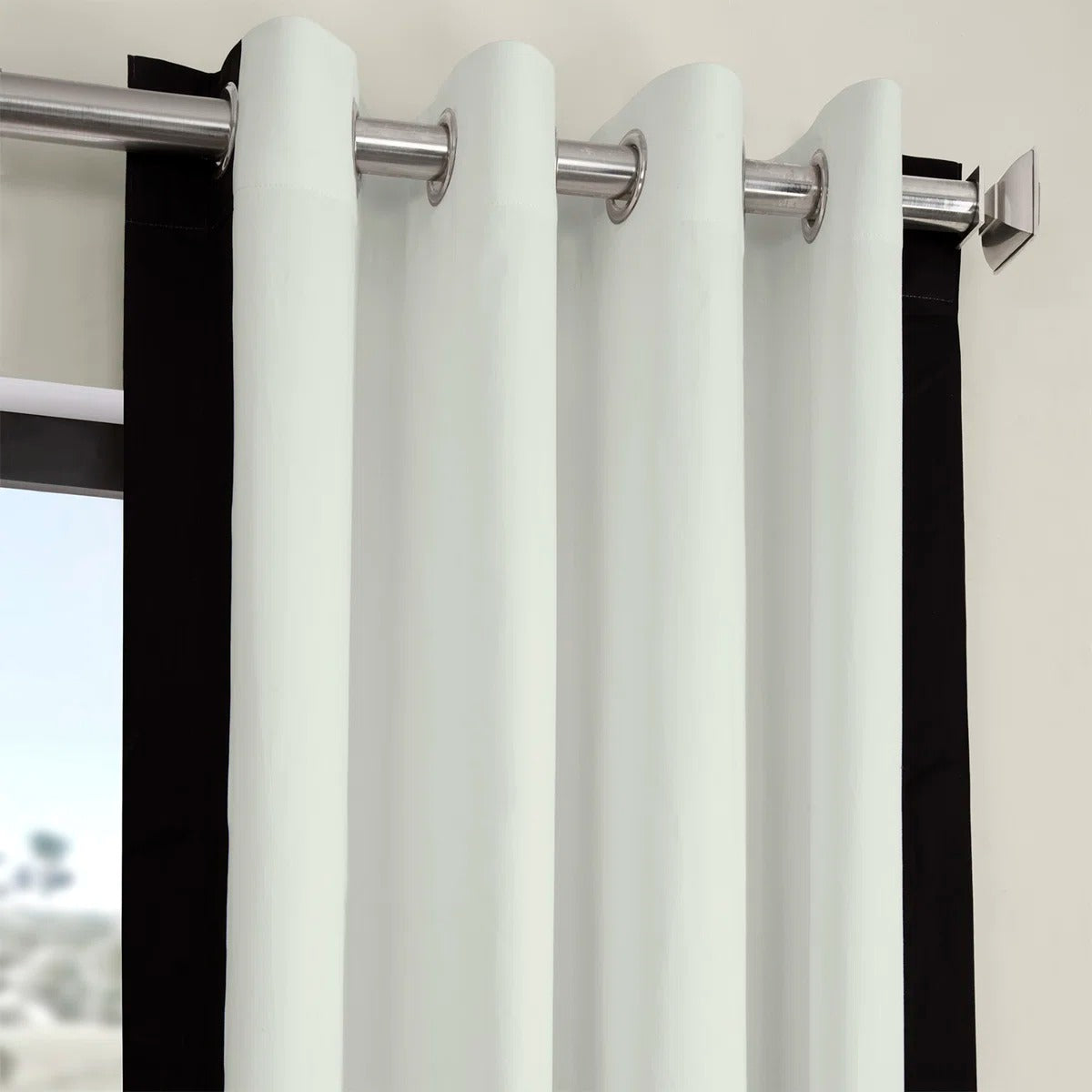 Black Border White Curtains – Modern Minimal Velvet Curtains | INTERIORFITS