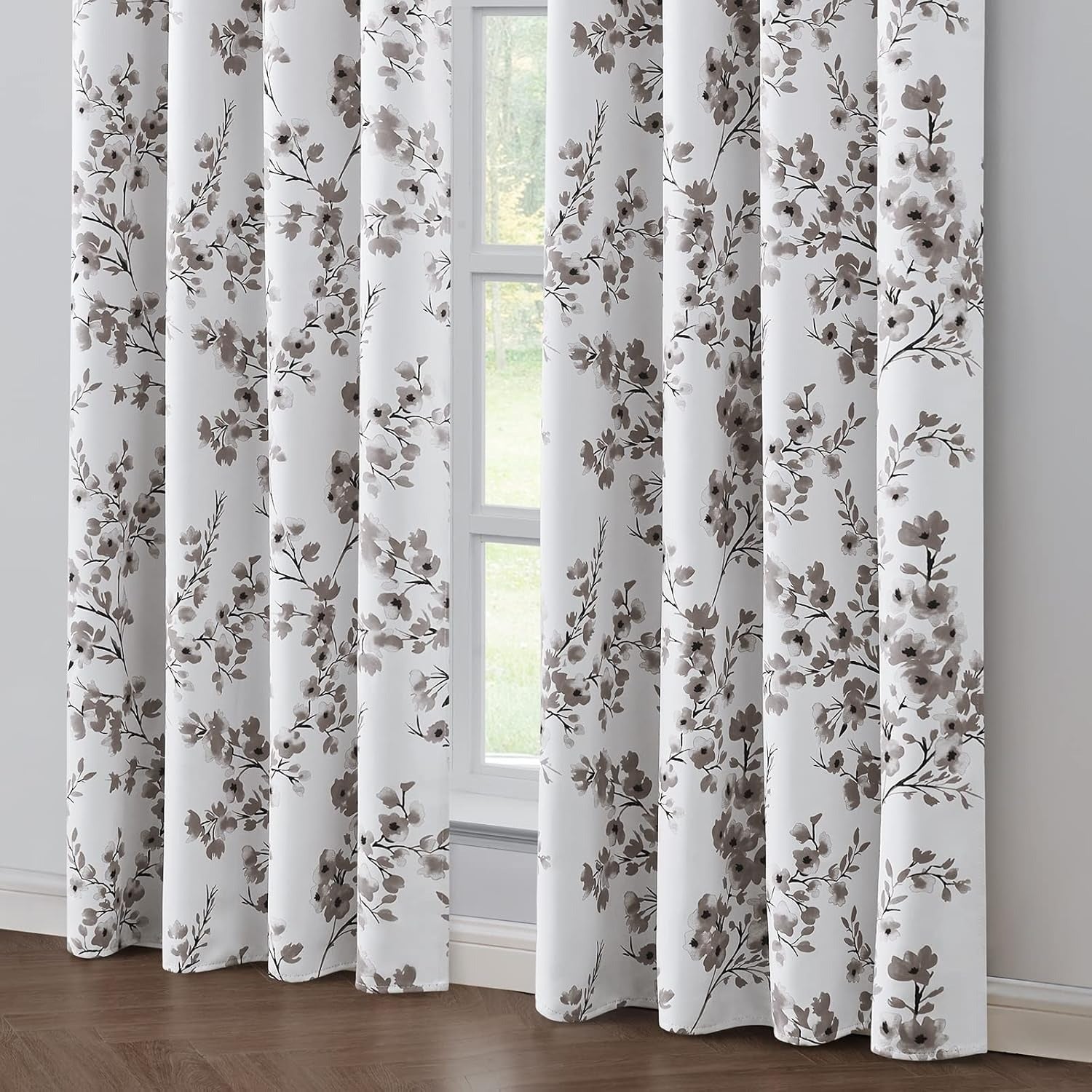 Grey Floral Curtains – Premium Velvet Printed Curtains | INTERIORFITS
