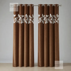 Floral Brown Velvet Curtains