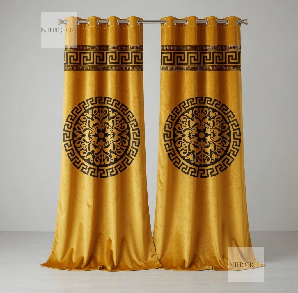 Greek Medallion Curtains for Living Room in Pakistan - INTERIORFITS