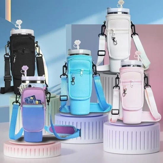 40oz Tumbler Pouch Sleeve for Stanley Cup – Multi-Color Water Bottle Holder with Zipper Pocket | Portable Travel Cup Bag for Men & Women