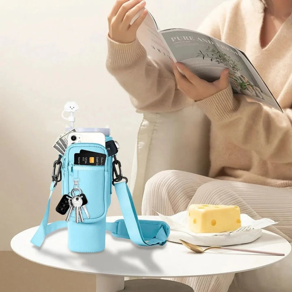 40oz Tumbler Pouch Sleeve for Stanley Cup – Multi-Color Water Bottle Holder with Zipper Pocket | Portable Travel Cup Bag for Men & Women