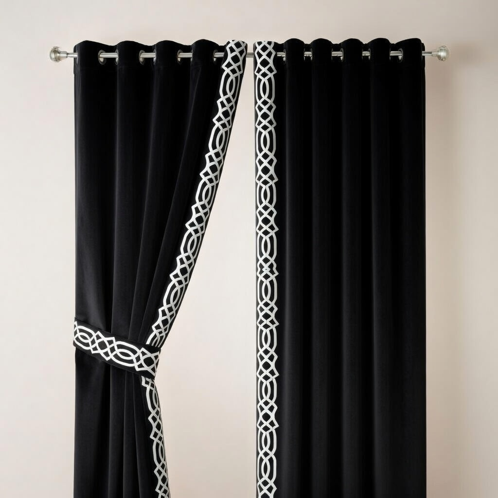 Inner Elegance Velvet Curtains – Velvet Curtains Pakistan for Living Room & Bedroom | INTERIORFITS (Black, Golden, Green, Pink)