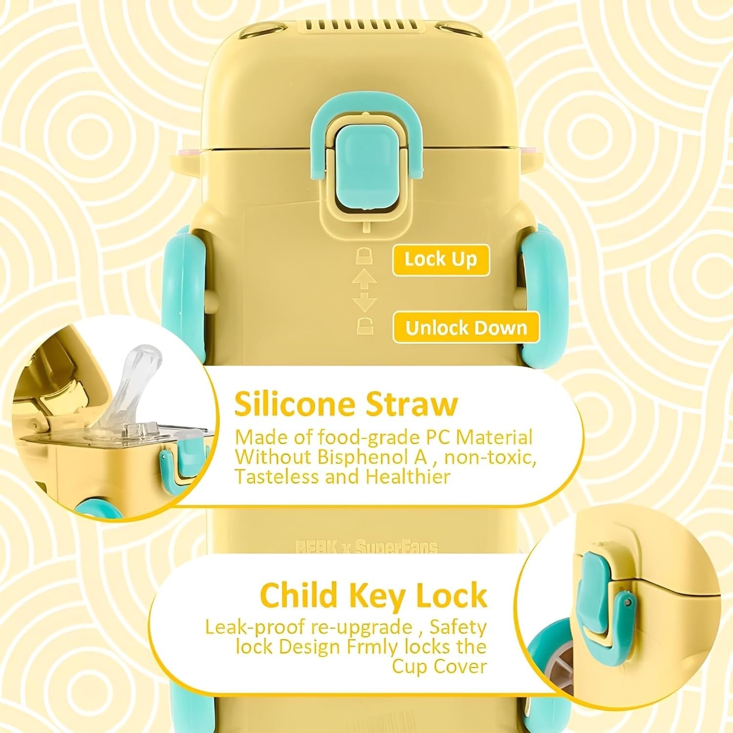 Kids Car Shape Water Bottle 500ml – Leak Proof Straw Bottle with Strap | Cute Cartoon Drinking Bottle for Boys & Girls