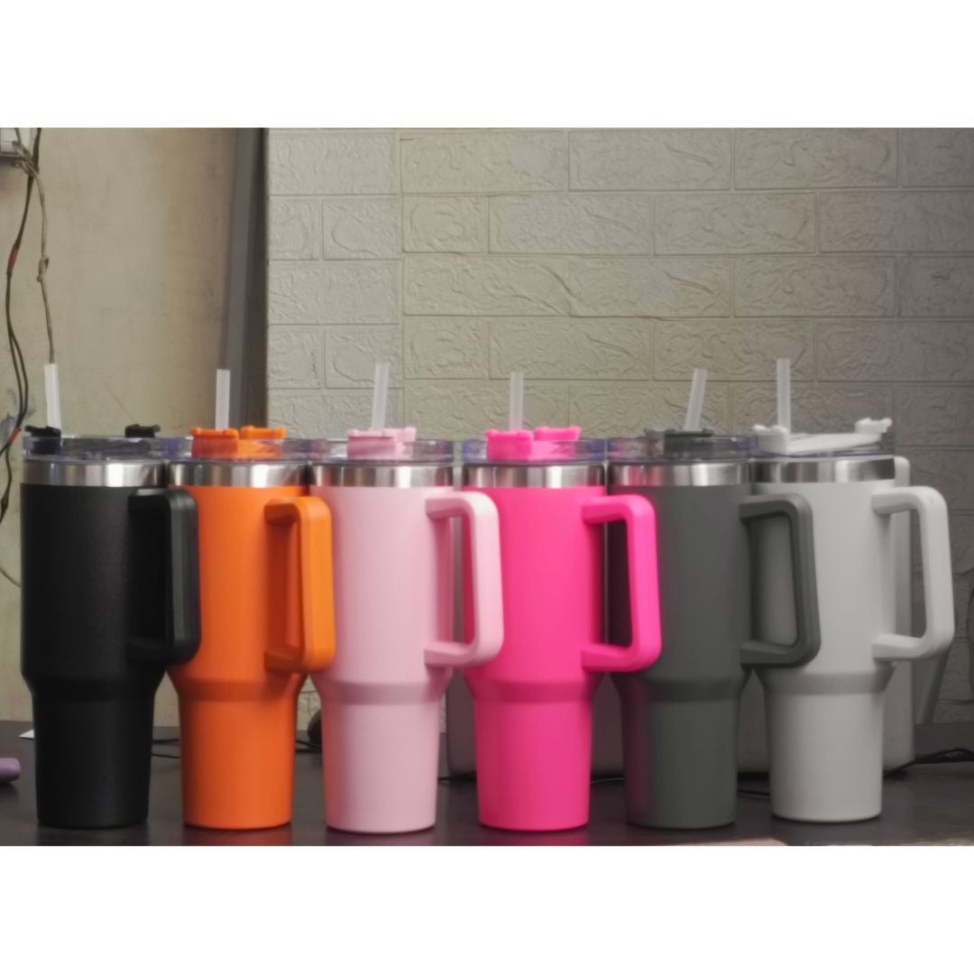 40oz Insulated Tumbler 1200ml – Stainless Steel Travel Mug with Handle & Straw | Double Wall Hot & Cold Thermal Cup