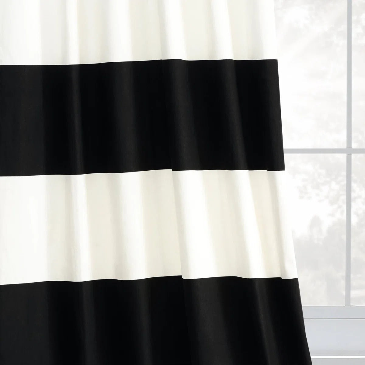 Black & White Horizontal Striped Curtains – Modern Velvet Curtains | INTERIORFITS