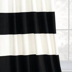 Black & White Horizontal Striped Curtains – Modern Velvet Curtains | INTERIORFITS