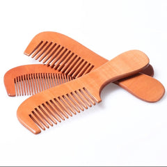 Eco-friendly peach wood comb close-up