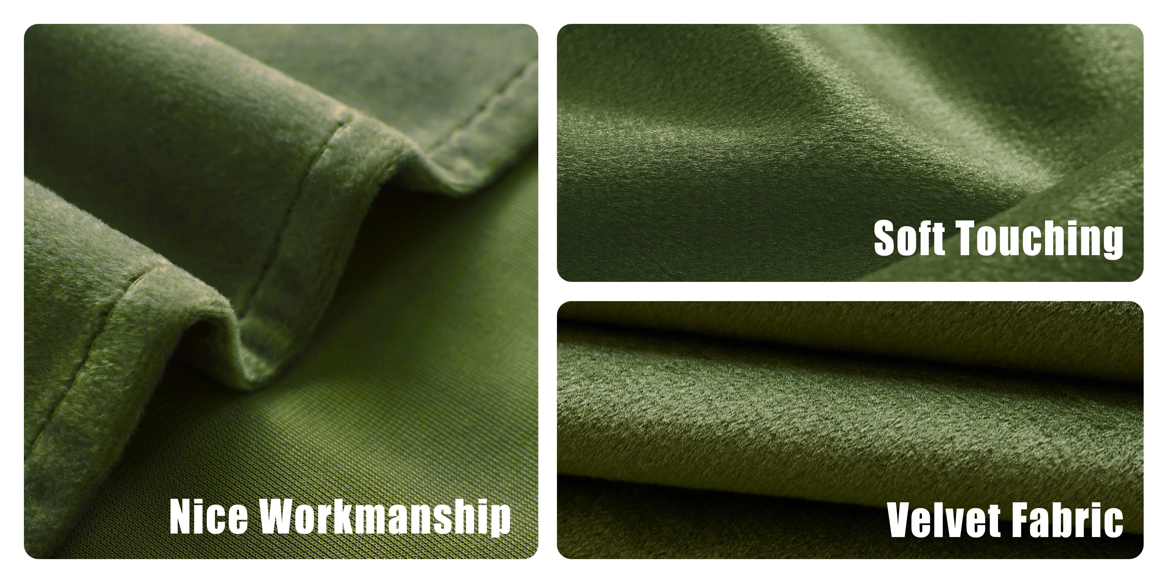 Elegant olive green velvet curtains in modern living room interior