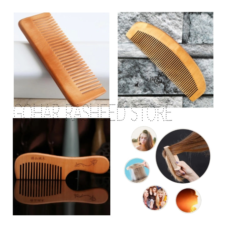 Wide tooth and fine tooth wooden comb set