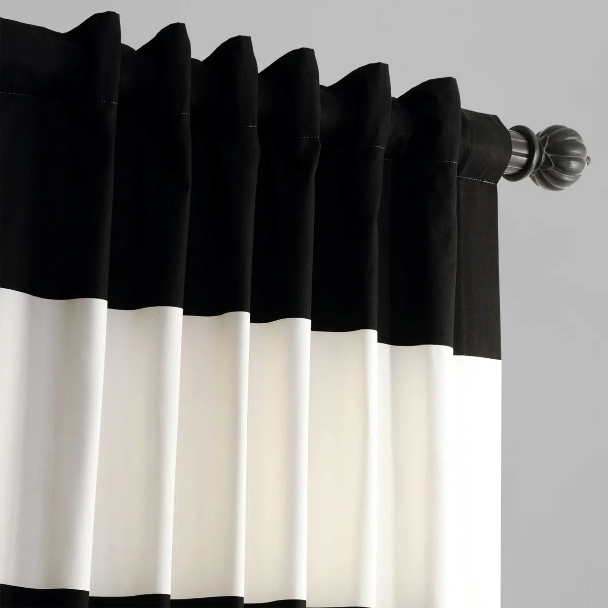 Black & White Horizontal Striped Curtains – Modern Velvet Curtains | INTERIORFITS