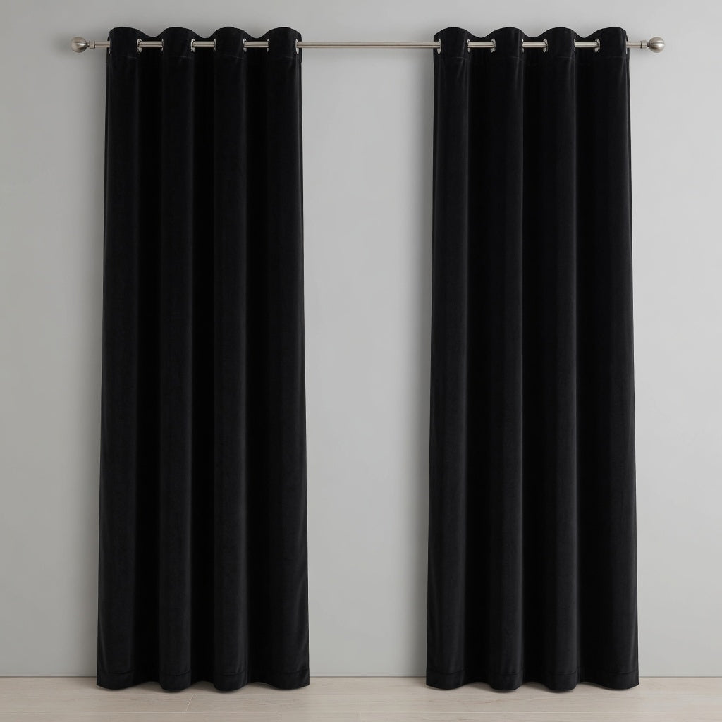 Plain Velvet Curtains – Black, Golden, Green & Pink Elegant Solid Color Collection