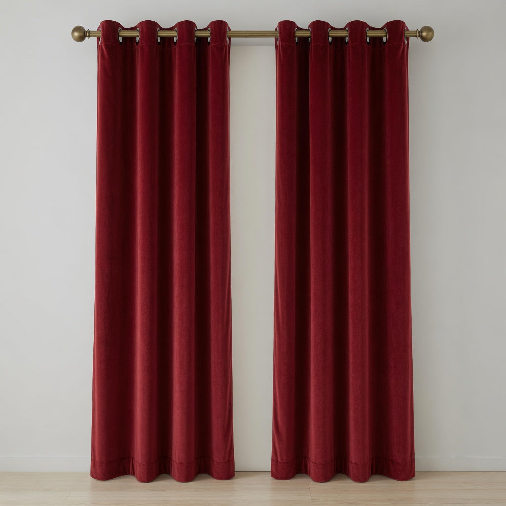 Plain Velvet Curtains – Red, Sky Blue, Gray & White Elegant Solid Color Collection