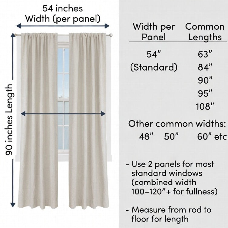 Size chart for velvet curtains