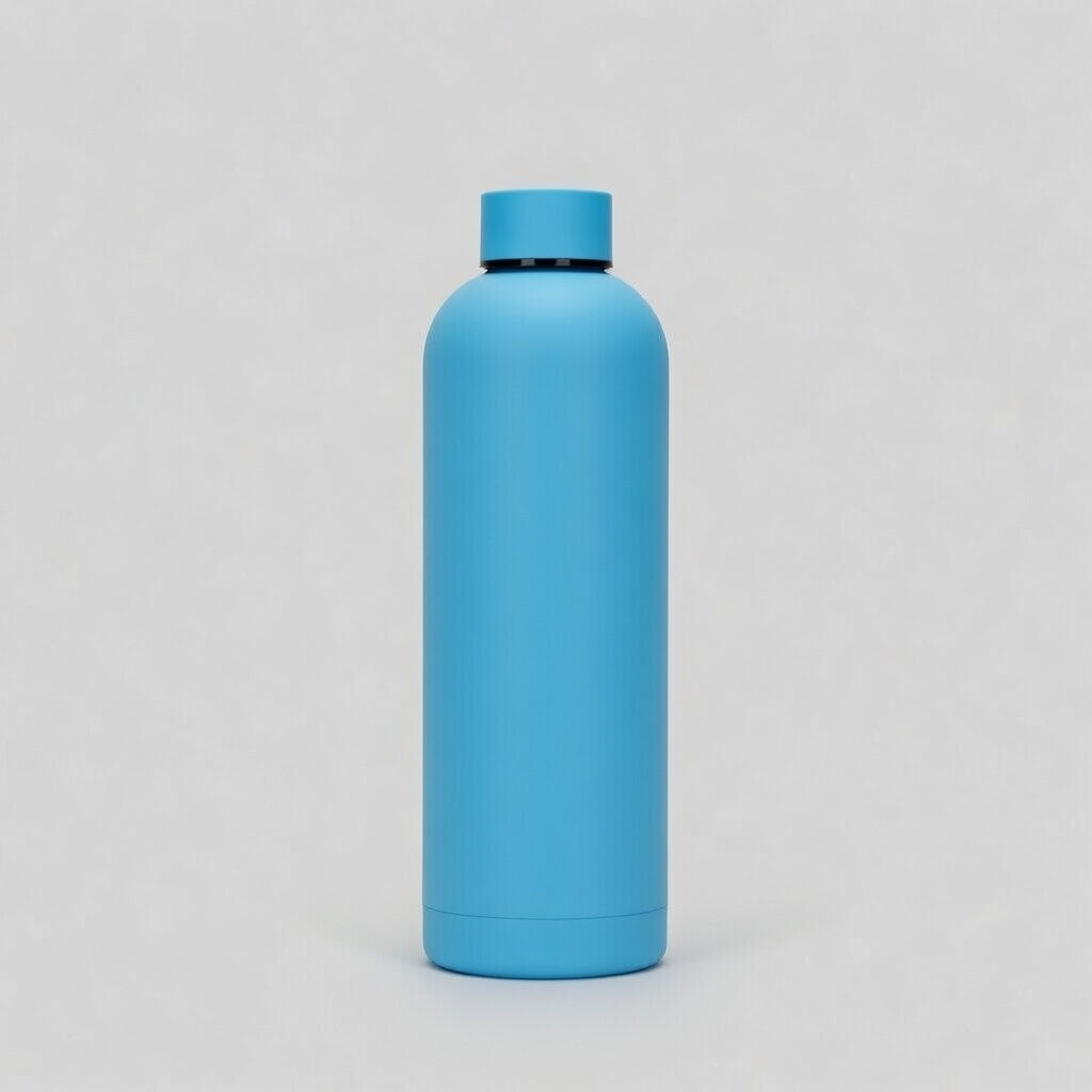 Sky Blue water bottle on a light gray background